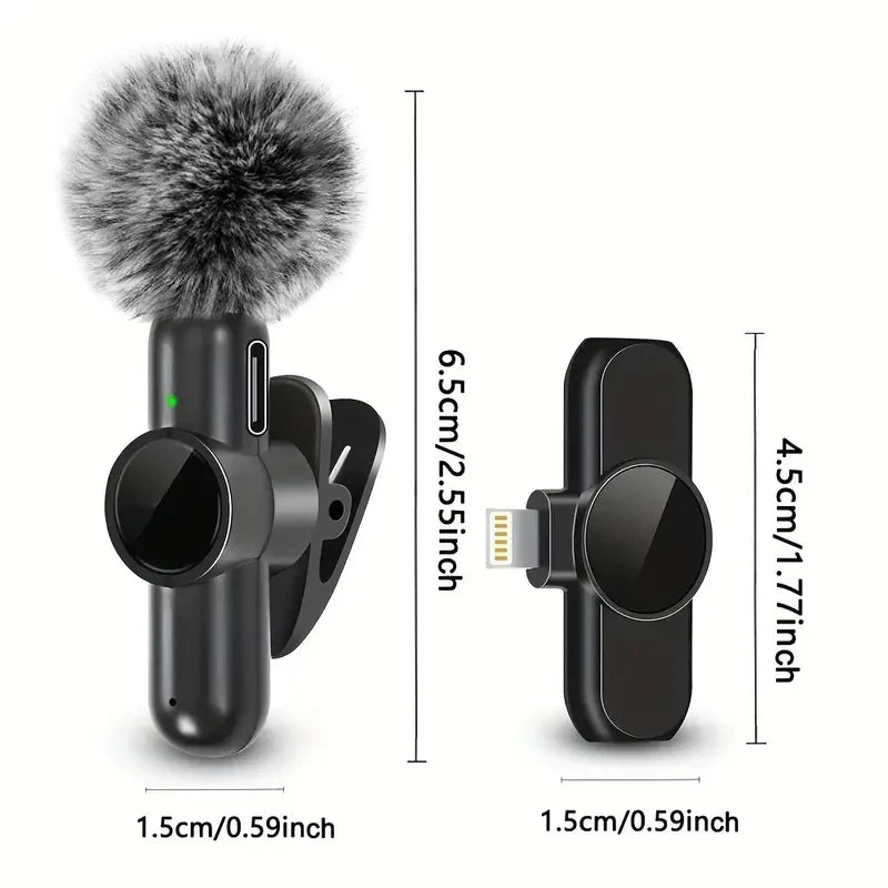 Mini wireless clip-on microphone for iPhone, Android, vloggers and creators