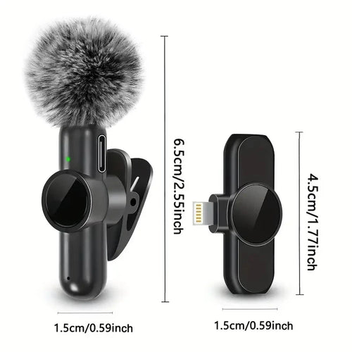 Mini wireless clip-on microphone for iPhone, Android, vloggers and creators