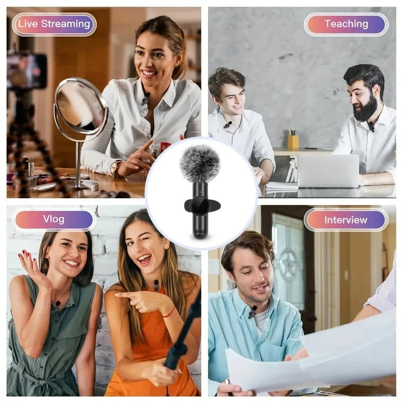 Mini wireless clip-on microphone for iPhone, Android, vloggers and creators